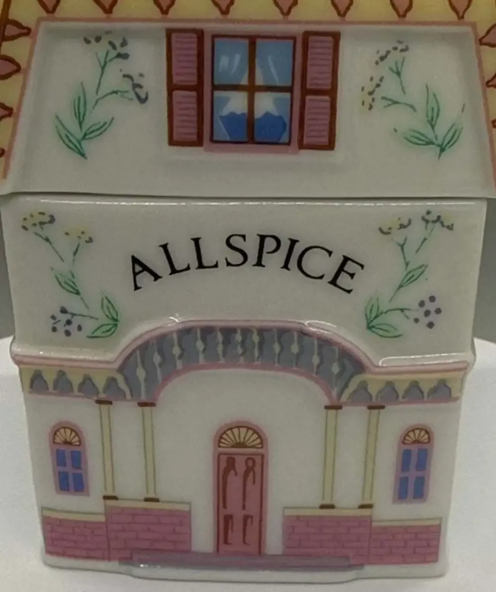 Lenox Spice Village 1989 Allspice House Jar w/ Lid Porcelain All Spice Vintage